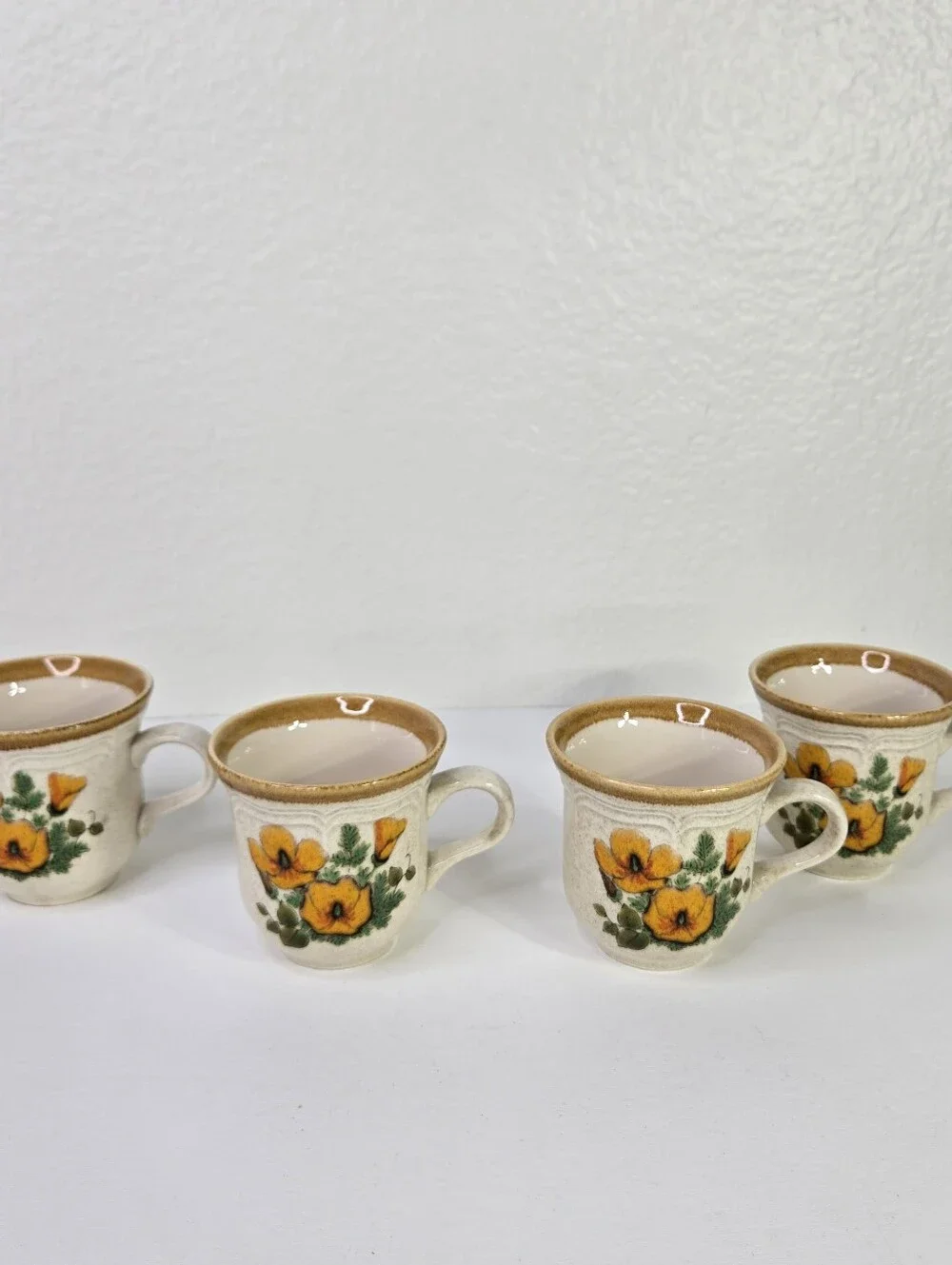 Vintage Mikasa Garden Club Petunias EC401 Stoneware Coffee Mug Tea Cup‎ Set of 4